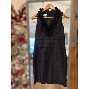 London Times Black Tiered Dress Women's 6 Petite